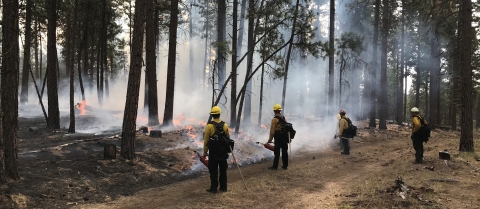 Firefighters conducting prescribed fire operations at Bear Valley NWR