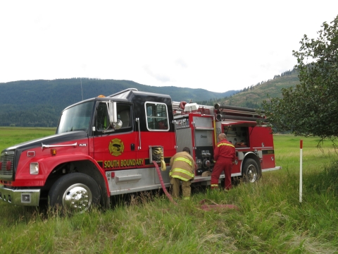 South Boundary Fire District's rapid response of suppressing a tree on fire caused by a lightening strike helped prevent a wildlfire on the refuge.