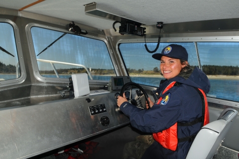 Volunteer Lori Davis Pilots the Refuge Boat