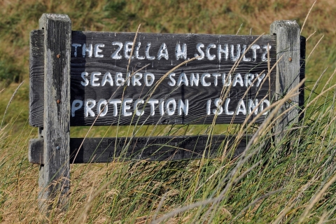 The Rustic Zella M. Schultz Seabird Sanctuary Sign on Protection Island 