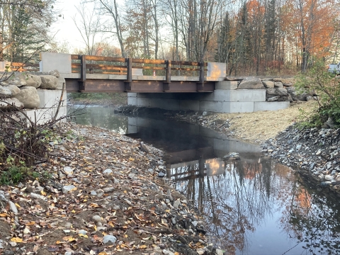 newly constructed bridge over stream
