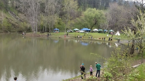 Kids fishing day is held every year at Tunnel Pond.