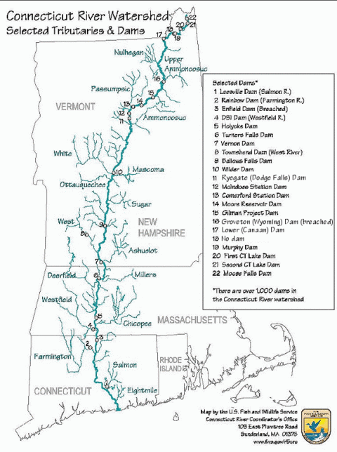Map of Connecticut River watershed.