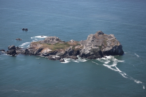 Aerial view of rocky island
