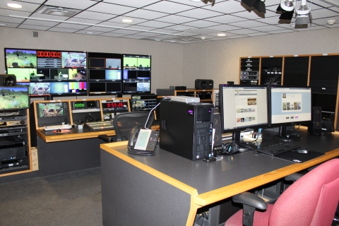 media control room with monitors
