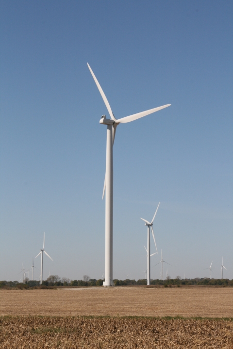 Wind turbines at a facility in northwest Indiana.