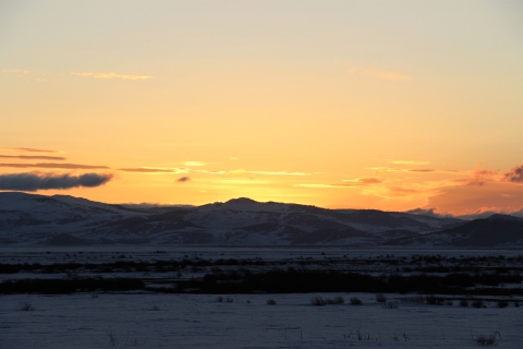 Yellow and Orange winter sunrise over the Red Rock Lakes National Wildlife Refuge
