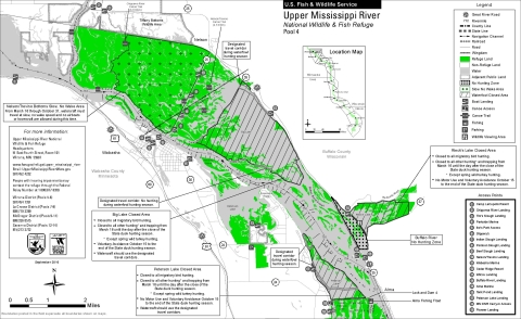 Map of Pool 4 on the Upper Mississippi River National Wildlife and Fish Refuge