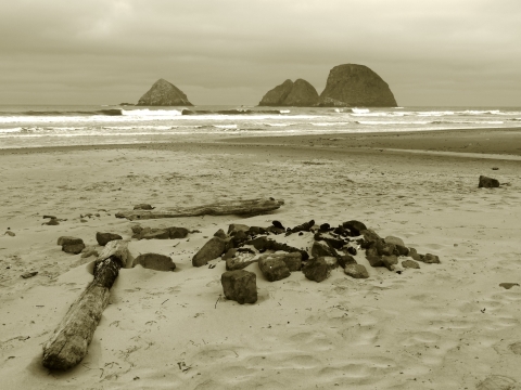 Three Arch Rocks National Wildlife Refuge from Oceanside beach