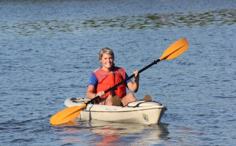 A person kayaking.