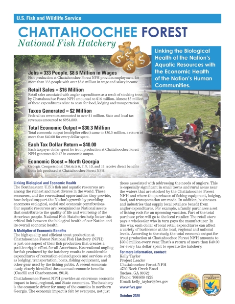 Positive economic impact Chattahoochee Forest National Fish Hatchery