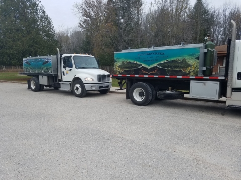 Sullivan Creek NFH Trucks Ready to Deliver Lake Trout Broodfish