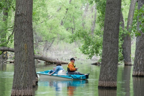 Canoe on Lake Minatare at North Platte NWR