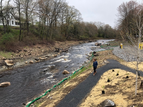Path and stream restoration along Sheepscot River, Coopers Mills, Maine