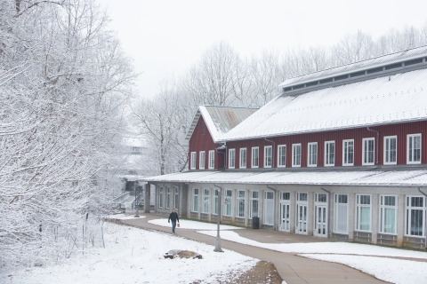 NCTC building with walkway and snow