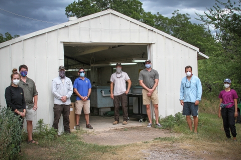 Image of researchers at Inks Dam National Fish Hatchery
