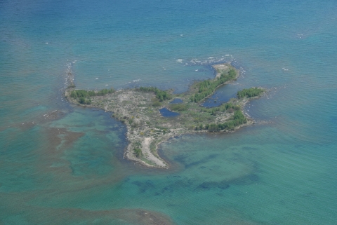 Aerial view of Scarecrow Island.