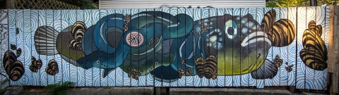 wall mural showing invasive creatures of the great lakes. 