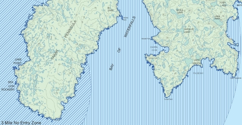 Map of Adak showing Bay of Waterfalls