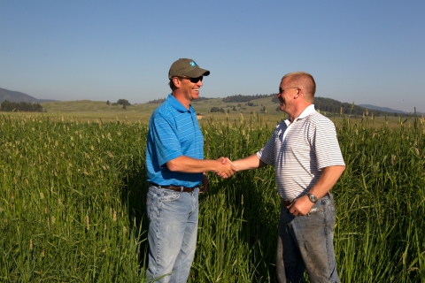 Partners for Fish and Wildlife: Biologist Greg Neudecker meets with landowner Jim Stone at the Rolling Stone Ranch in Ovando, Montana
