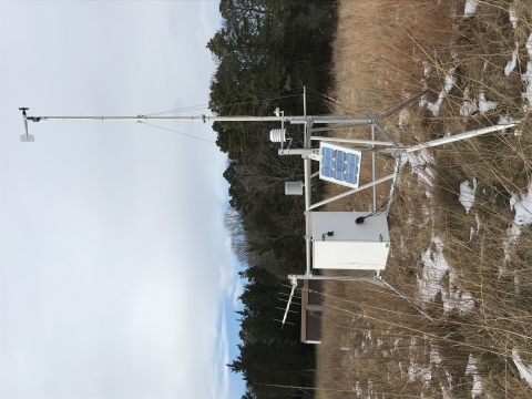 A permanent, solar-powered weather station collects air quality data to be provided for research applications. 