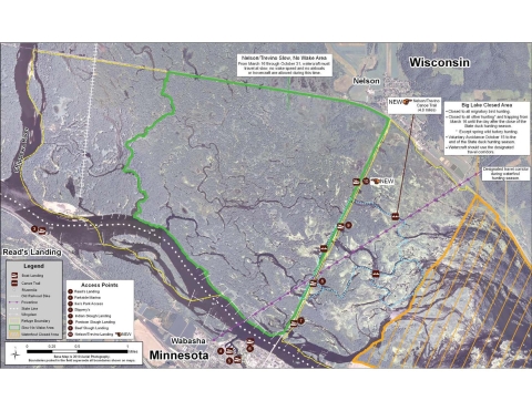 Map of Pool 4- Nelson-Travino Tract on the Upper Mississippi River National Wildlife and Fish Refuge