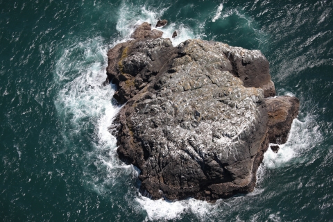 A Rugged Washington Coastal Island with Breaking Waves