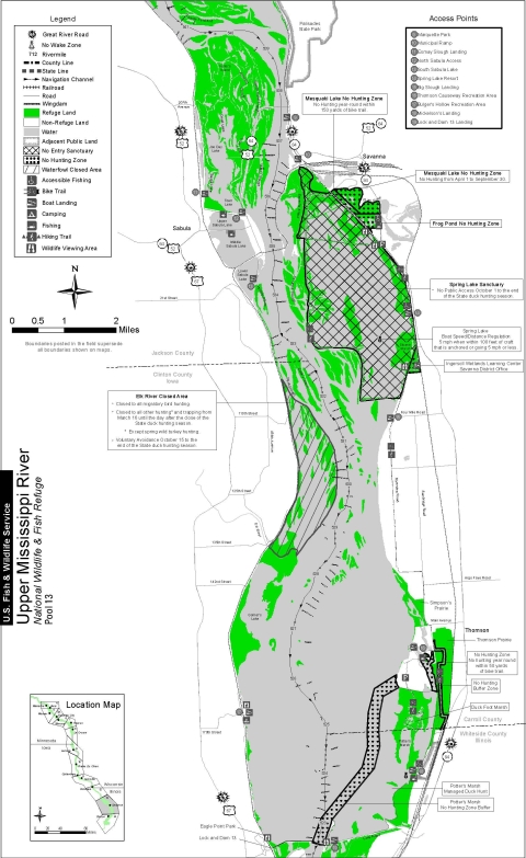 Map of Lower Pool 13 on the Upper Mississippi River National Wildlife and Fish Refuge