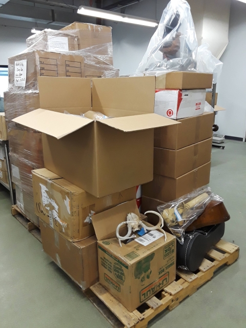 Pallet of incoming wildlife products and items received