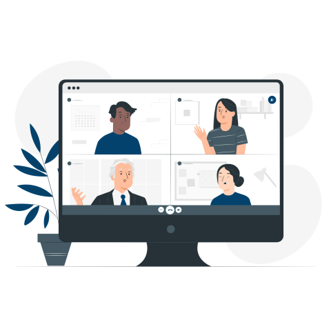 illustration of a group meeting on video chat