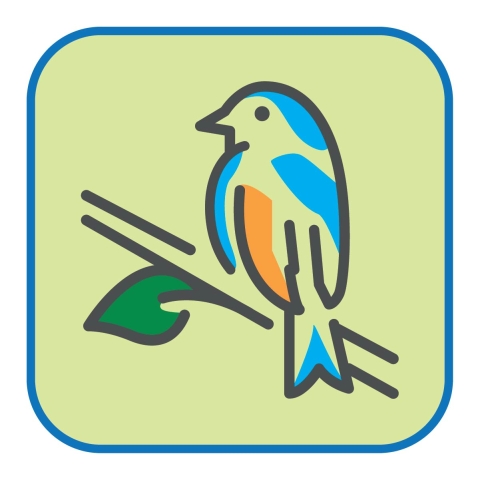 Icon of a blue colored bird on a branch