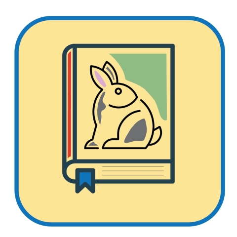 Icon of a book with a rabbit on the cover. 