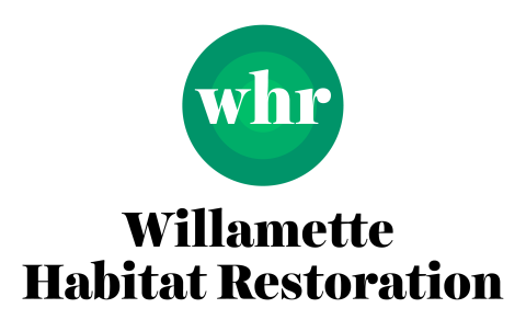 Logo with green concentric circles and the letters "whr" inside it. Accompanied by text "Willamette Habitat Restoration."
