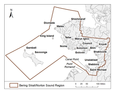 Map of Bering Strait/Norton Sound Region