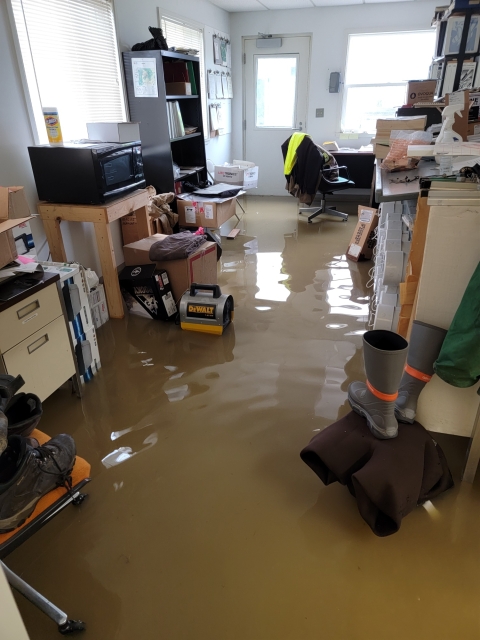 Flood waters reached offices at Makah National Fish Hatchery