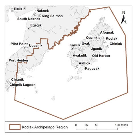 Map of Kodiak Archipelago Region