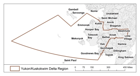 Map of Yukon /Kuskokwim Delta Region