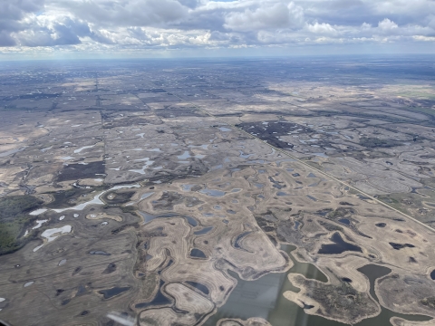 aerial view of wetlands in Saskatchewan