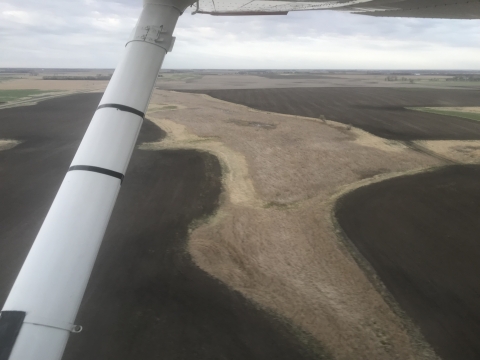 Aerial view of dry landscape in South Dakota