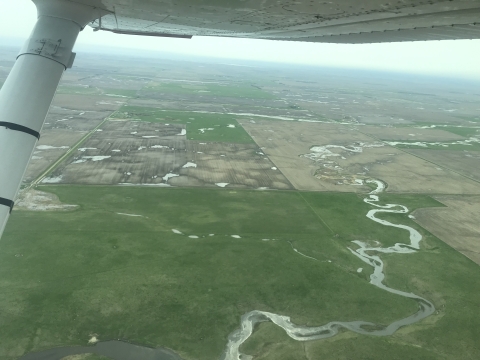 Aerial view of wetlands in South Dakota