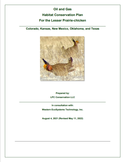 screenshot of a document with title: oil and gas habitat conservation plan for the lesser prairie-chicken