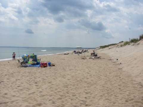 Visitors enjoying the refuge beach