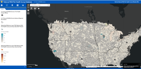 National Wild Fish Health Survey database mapper screenshot