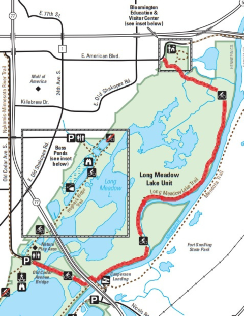 Trail map highlighting a 5k route