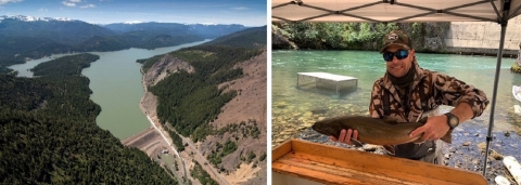 The Tieton River Fish Passage project will reconnect fish habitat from the headwaters of the North and South Fork Tieton rivers on the east slope of the Cascade Mountains, Rimrock Reservoir (left photo), and the mainstem Yakima River. The South Fork Tieton River supports the largest bull trout population in the Yakima Basin. 