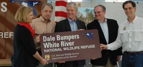 Senator Dale Bumpers at the name-changing ceremony for Dale Bumpers White River National Wildlife Refuge.