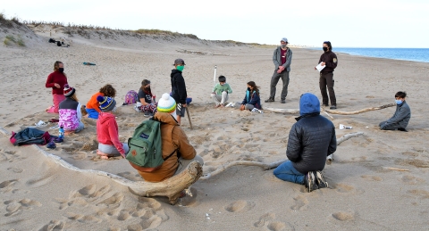 Image of school group during a beach program
