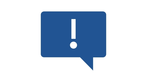 Icon of a message bubble with an exclamation point signifying notification