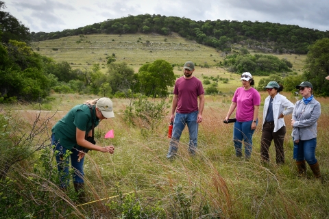 biologists learning grassland effectiveness monitoring protocol