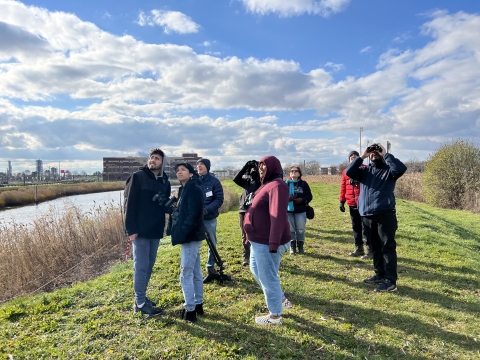 Participants in the 3rd-annual Christmas Bird Count look for birds in Elizabeth, New Jersey, as part of the Elizabeth Urban Wildlife Refuge Partnership